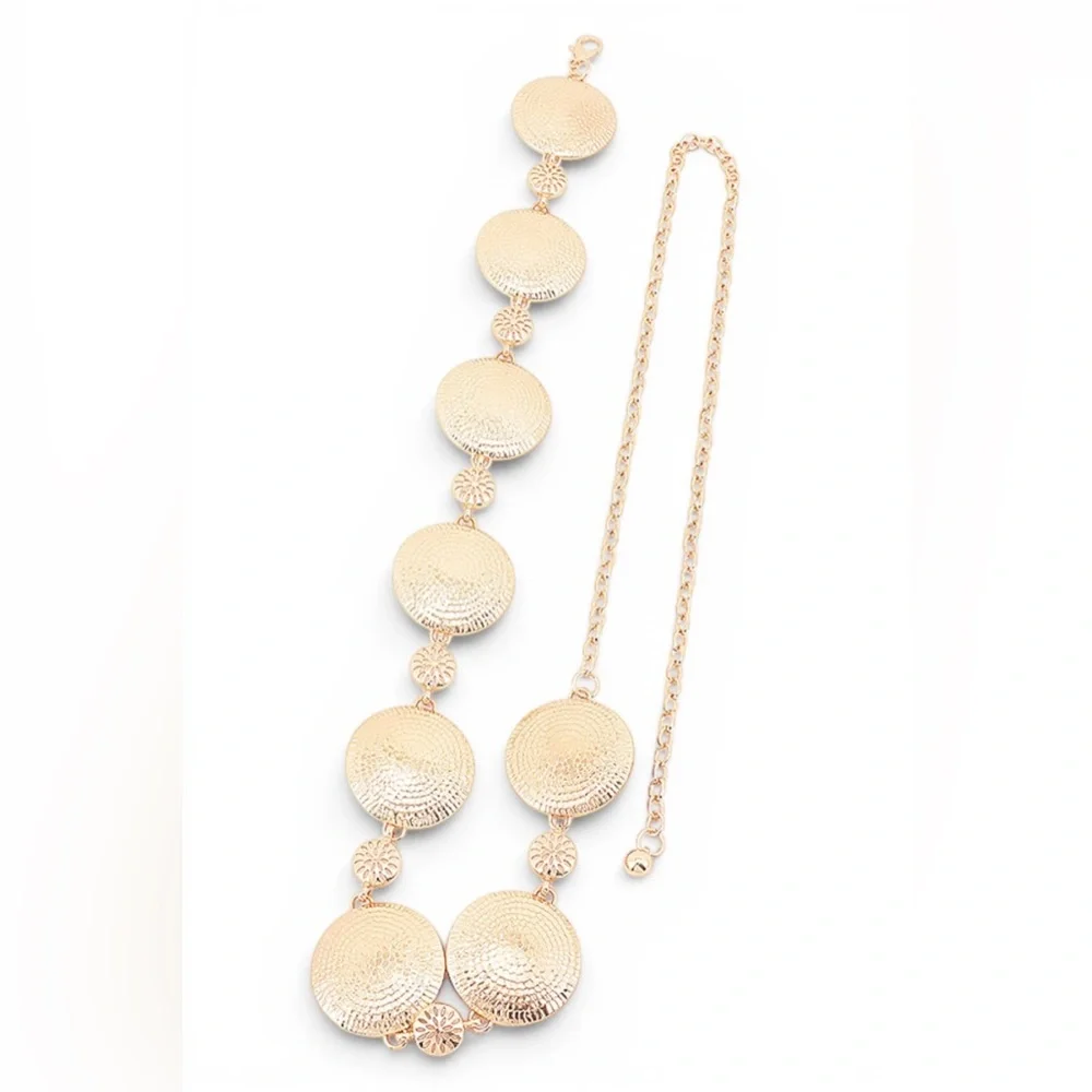Silver or Gold Disc Chain Waist Chain Statement Belt